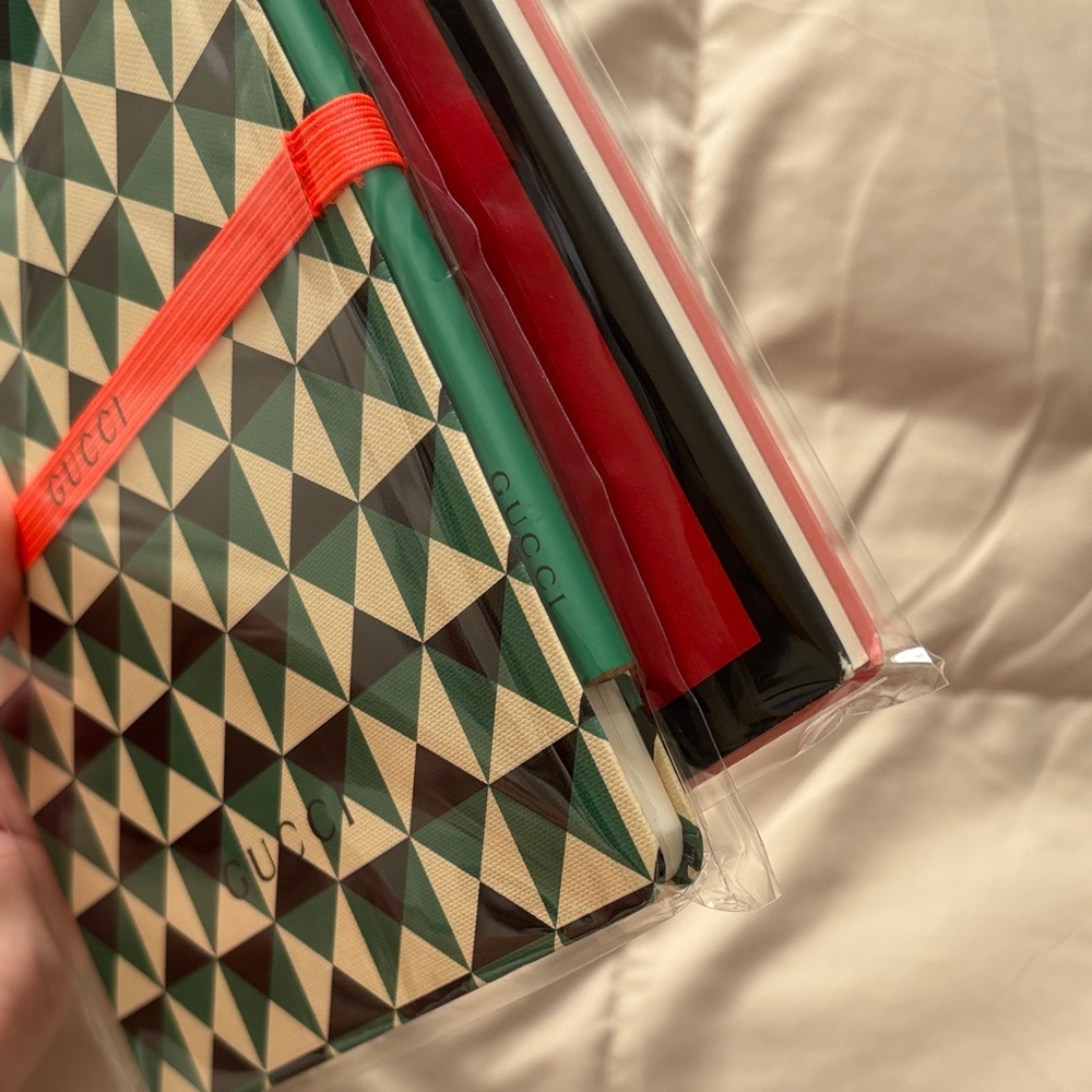 Gucci Red Snake Notebook & Green Geometric Notebook Set Limited Edition - Picture 8 of 9